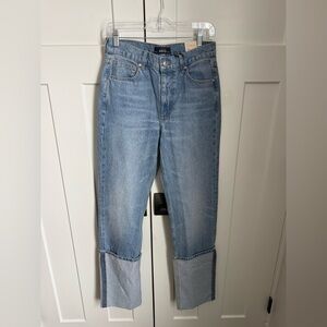 NWT Mango Light Blue Turned-Up Straight Jeans high rise, size 4. New with tags!
